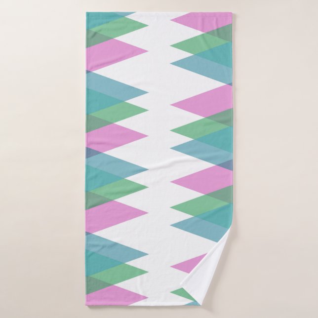 Triangles rose et vert (Serviette de bain)