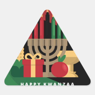 Triangulaire bande diagonale Happy Kwanzaa Triangle Sticker