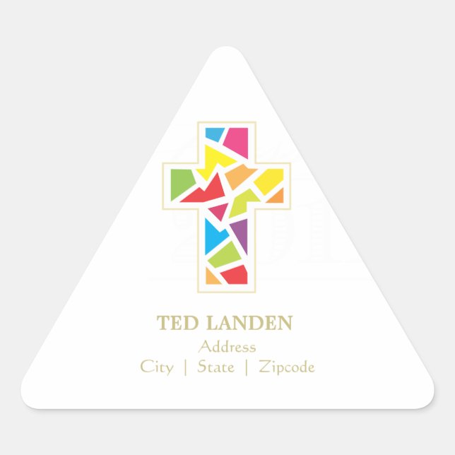 Triangulaire Baptême | Sticker d'adresse/de préférence de la pr (Devant)