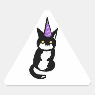 Triangulaire Black and White Cat Celebration Sticker