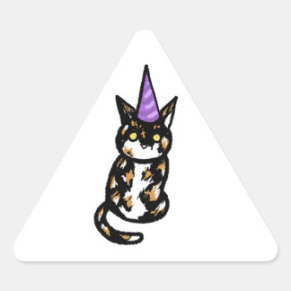 Triangulaire Calico Cat Celebration Sticker