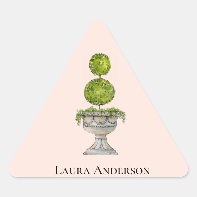 Triangulaire Élégant aquarelle Boxwood Topiary sticker (Devant)