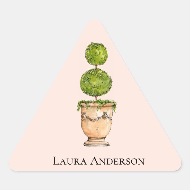 Triangulaire Élégant aquarelle Boxwood Topiary sticker (Devant)