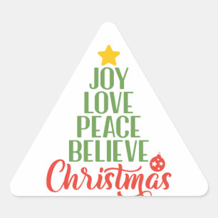 Triangulaire Joy Love Peace Believe Sticker - Inspirational