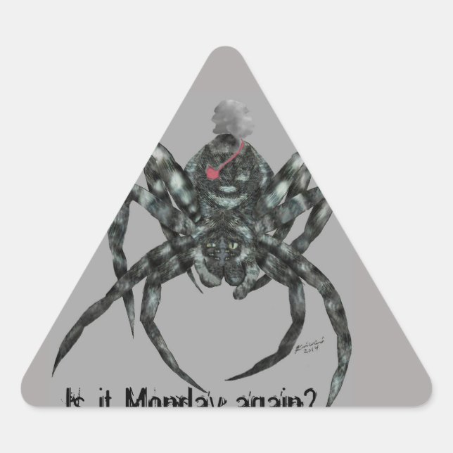 Triangulaire Larry l'araignée c'est lundi de nouveau Sticker (Devant)