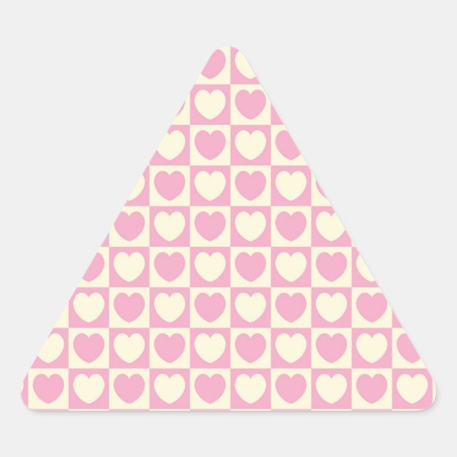 Triangulaire Sticker À damiers triangle Coeur rose (Devant)