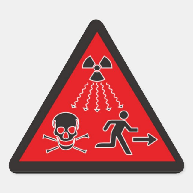 Triangulaire Sticker d'avertissement de rayonnement - Style ONU (Devant)