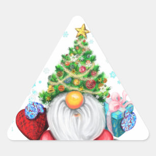 Triangulaire Sticker Gnome avec Casquette et cadeau d'arbre de