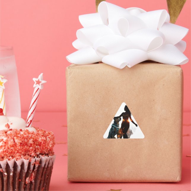Triangulaire Sticker pour fille avec chien (Fête)