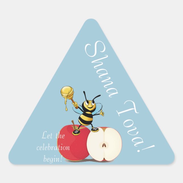 Triangulaire Sticker rond HaShana classique Apple Rosh HaShana (Devant)