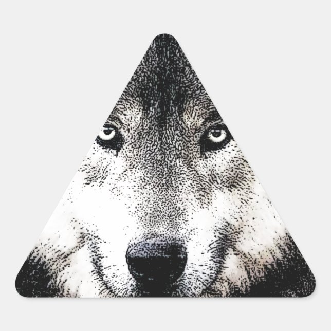 Triangulaire Sticker triangle des yeux de loup sauvage (Devant)