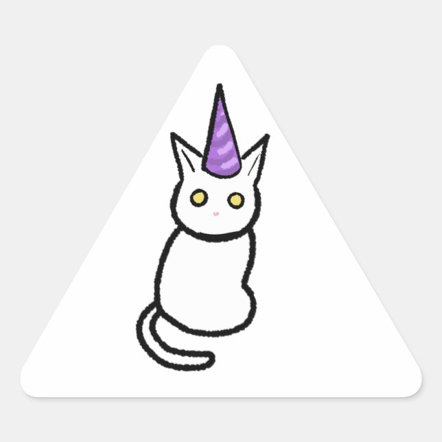 Triangulaire White Cat Celebration Sticker (Devant)