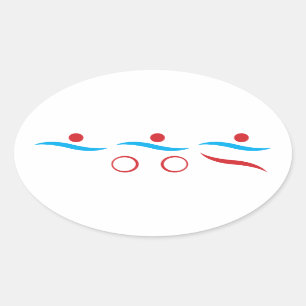 Triathlon cool moderne logo oval autocollant