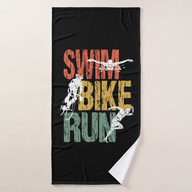 Triathlon Vintage Swim Bike Run (Serviette de bain)