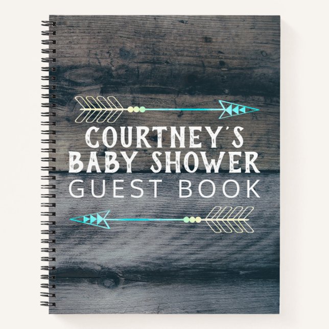 Tribal Arrow Baby shower Invité Livre Rustique Boi (Devant)