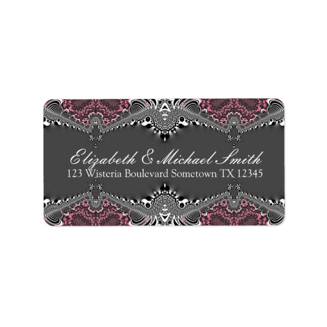 Tribal Dark Pink Damask Adresse Stickers Étiquette (Devant)