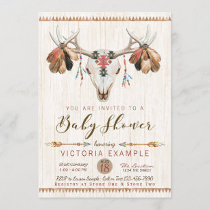 Tribal Deer Crâne bébé douche Invitations