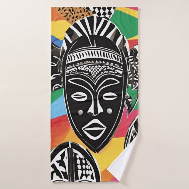 Tribal des masques africains colorés (Serviette de bain)