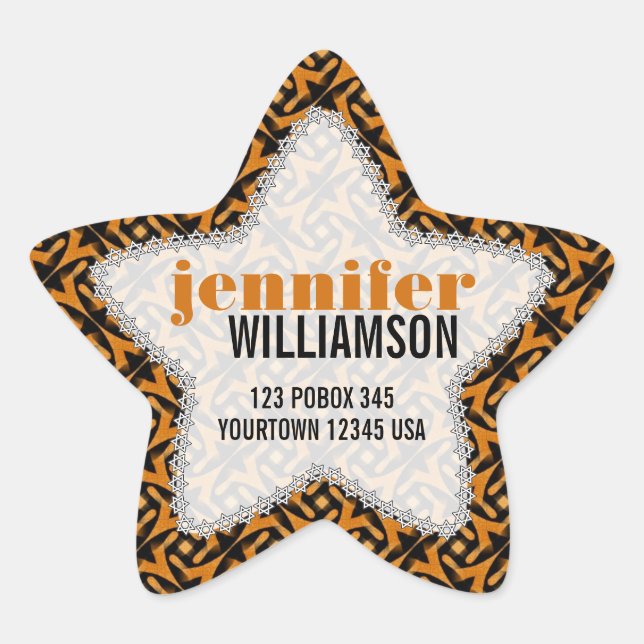 Tribal Earthy Batik Nom personnalisé Stickers Star (Devant)