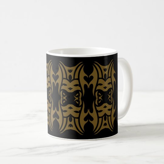 Tribal mug 11 gold over black