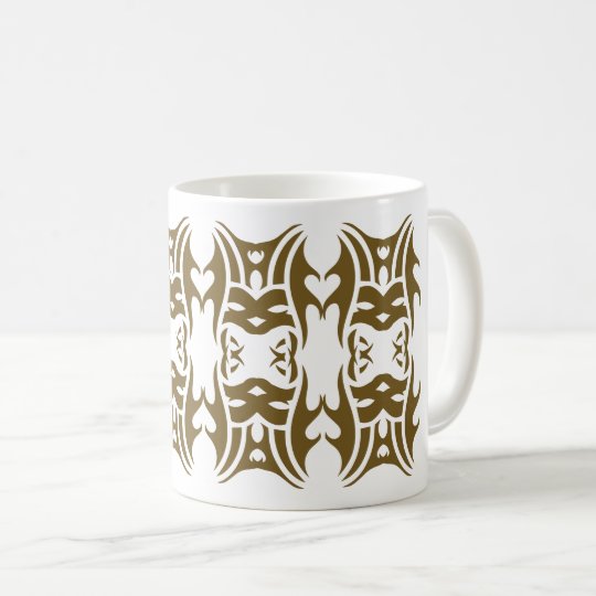 Tribal mug 11 gold over white