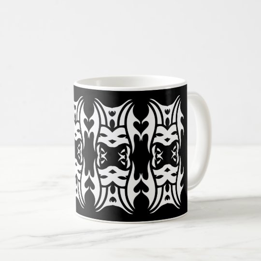 Tribal mug 11 white over black