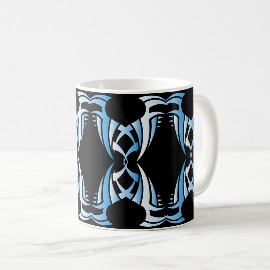 Tribal mug 12 blue over black