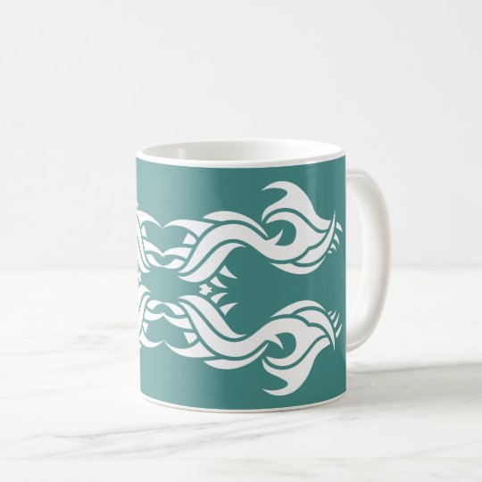 Tribal mug 8 white over blue