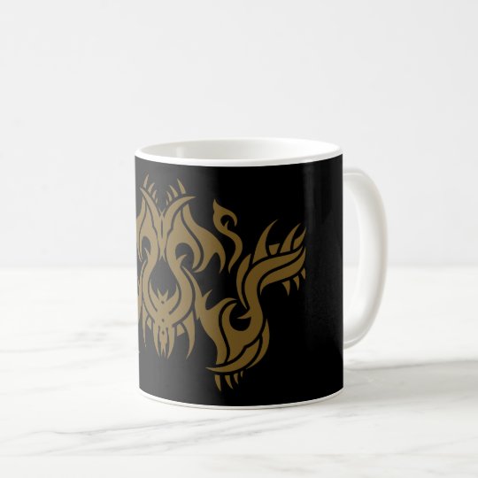 Tribal mug 9 gold over black