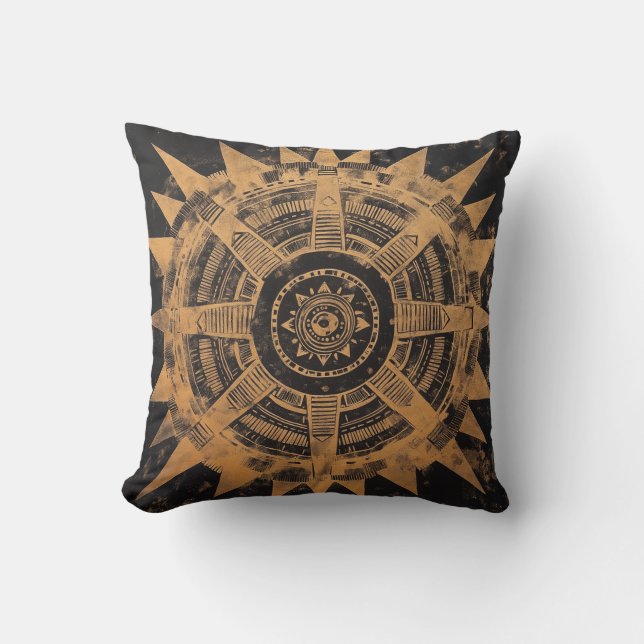 Tribal Sunburst Mandala Coussin (Recto)