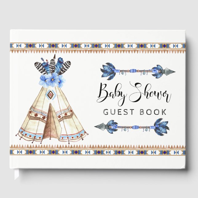 Tribal Teepee Boy Baby shower tribal Livre d'or (Recto)