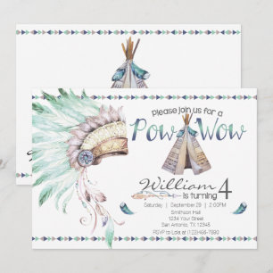 Tribal Teepee Pow Wow Anniversaire Fête Invitation