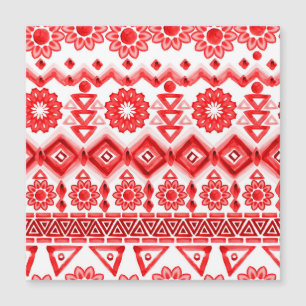 Tribus rouge, motif ethnique aquarelle.