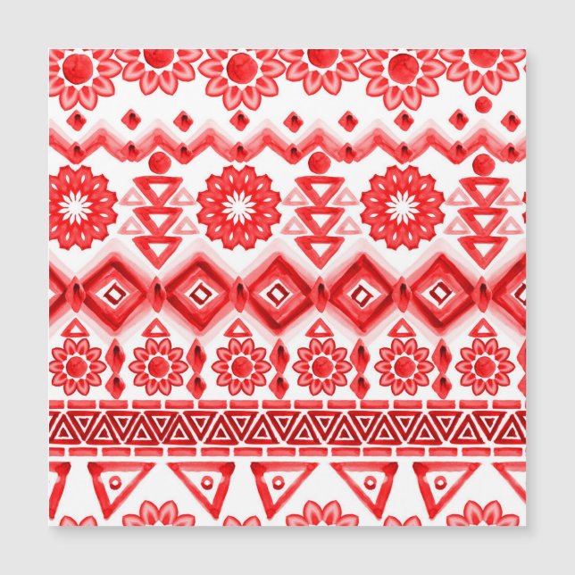 Tribus rouge, motif ethnique aquarelle. (Devant)