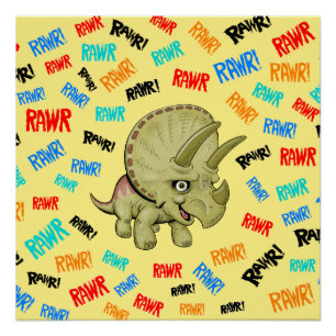 Tricératops dit "Rawr !" Poster