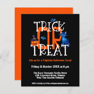 Trick Budget Ou Traiter Halloween Invitation Noir
