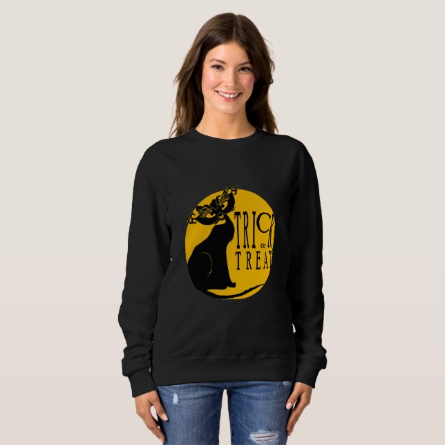 Trick de chat noir ou Sweatshirt de traitement (Devant entier)