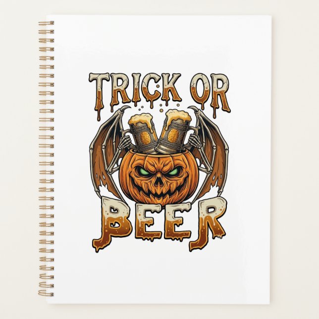 Trick Or Beer Halloween Citrouille Squelette Ailes (Devant)