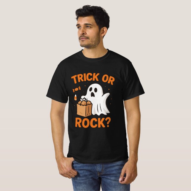 Trick or Rock Funny Halloween T-Shirt (Devant entier)