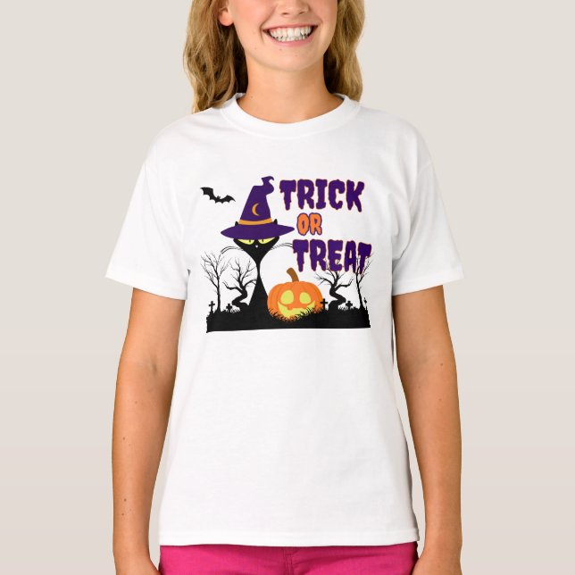 Trick or Treat - Halloween Cat - Kid's T-Shirt (Devant)