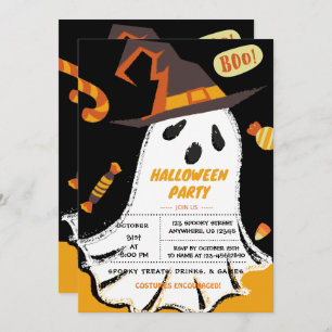 Trick or Treat, Halloween Ghost, Candy Invitation