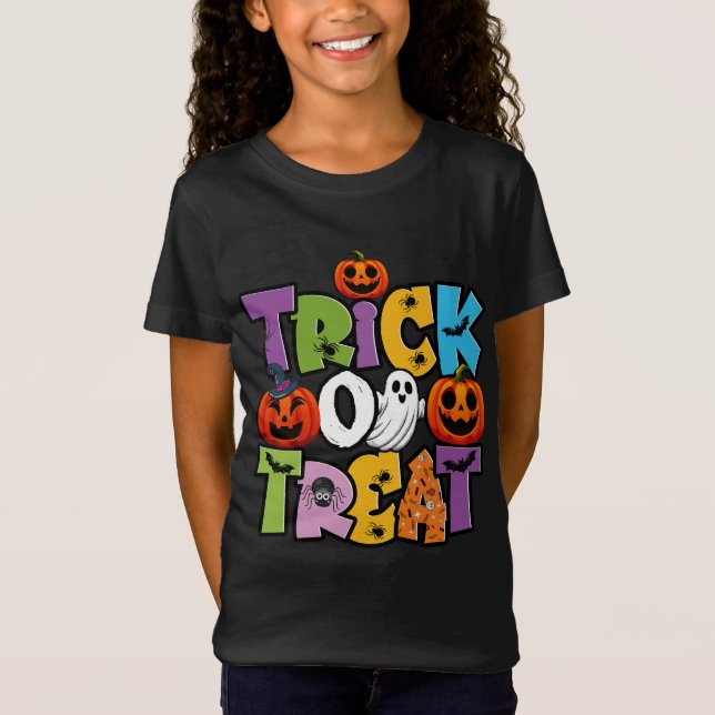 Trick or Treat Kids Halloween T-Shirt - Cute & Col (Devant)