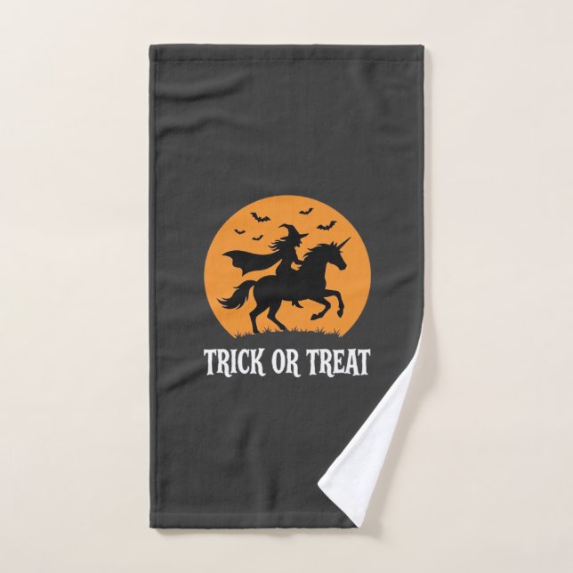 Trick or Treat Sorcière Licorne Halloween Design_1 (Serviette à main)