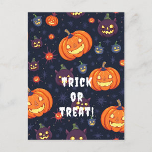 Trick ou régal ! Carte postale citrouille du souri