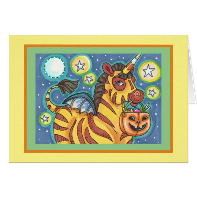 TRICK OU TRAITEMENT BAT WING ZEBRA, CARTE HALLOWEE (Devant Horizontal)