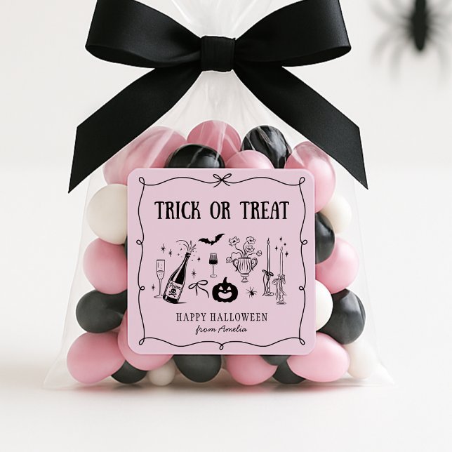 Trick ou traitement en blanc, autocollant d'Hallow (Créateur téléchargé)