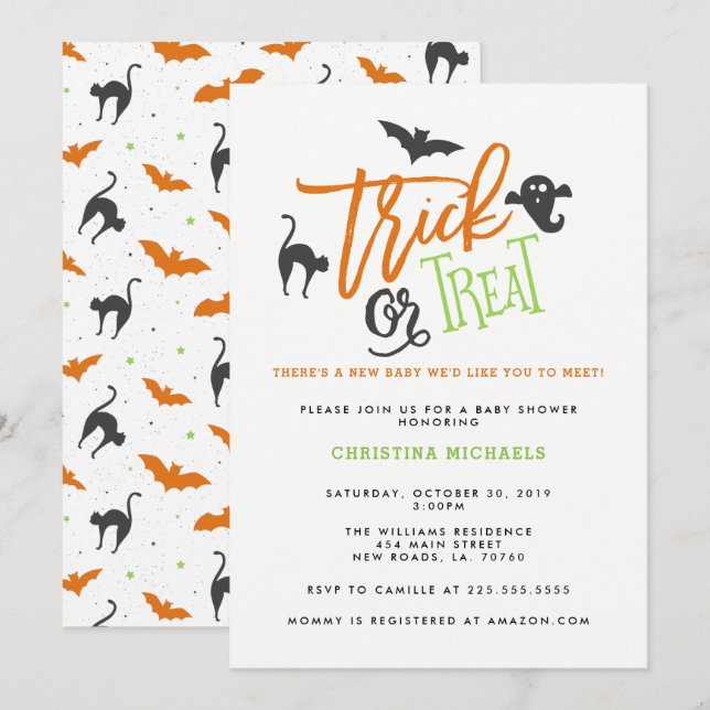 Trick ou traiter Baby Shower Invitations (Devant / Derrière)