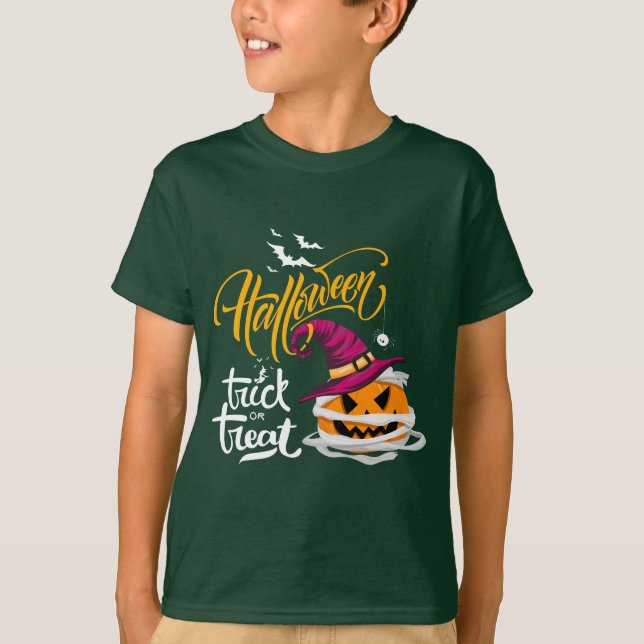 Trick Ou Treat Citrouille Halloween T-shirt (Devant)
