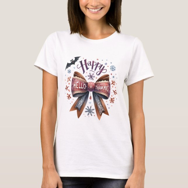 Trick ou Treat Ghost T-Shirt avec Pastel Bow (Devant)