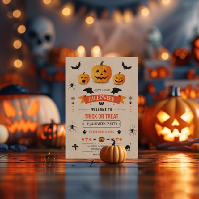 Trick Ou Treat Invitation de la fête d'Halloween (Créateur téléchargé)